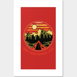 Hike More Worry Less and Camping, Rambling Gift for forest lover Posters and Art